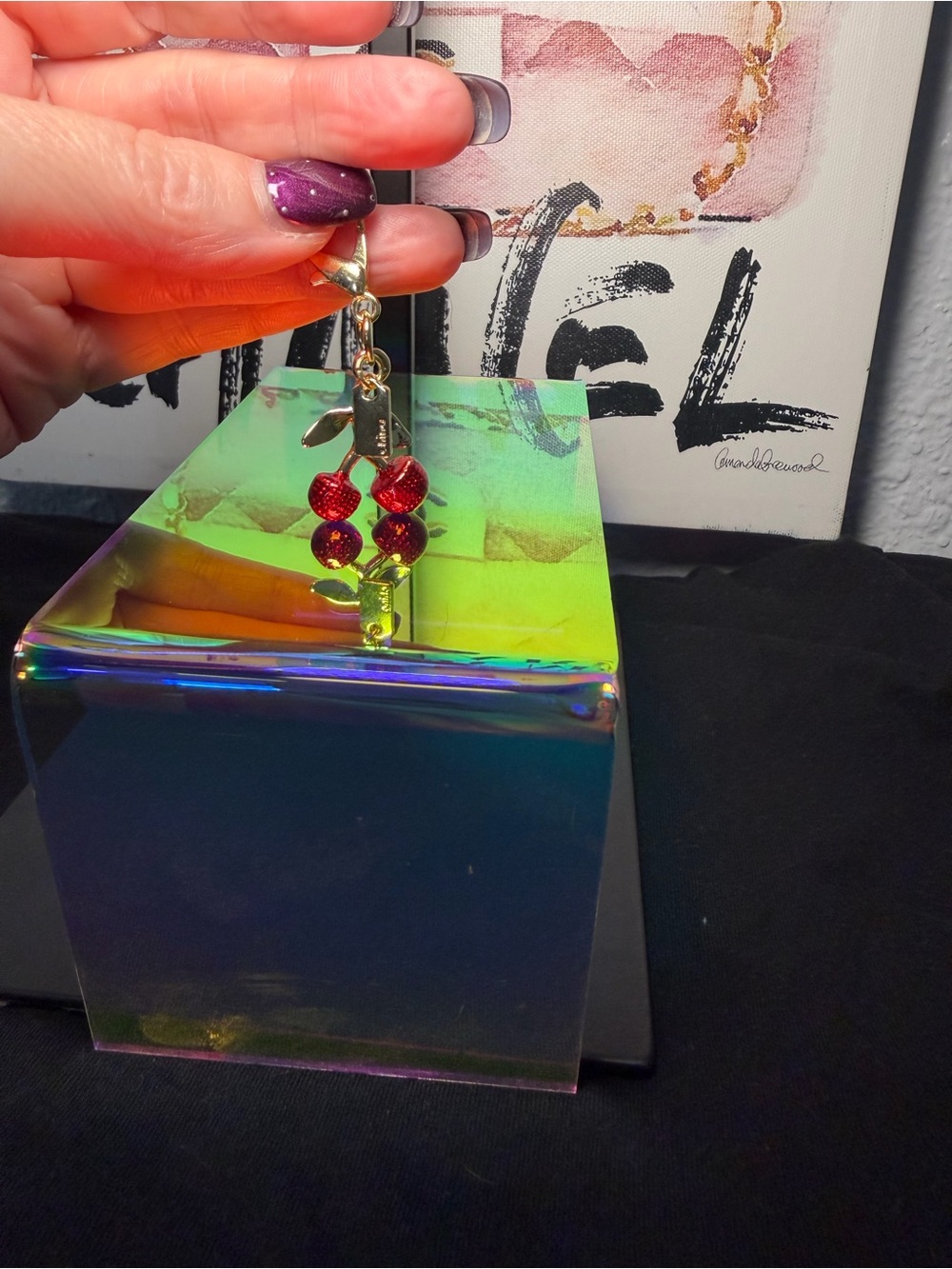 Coach Small Red Glitter Cherry Bag Charm - Picture 2 of 5